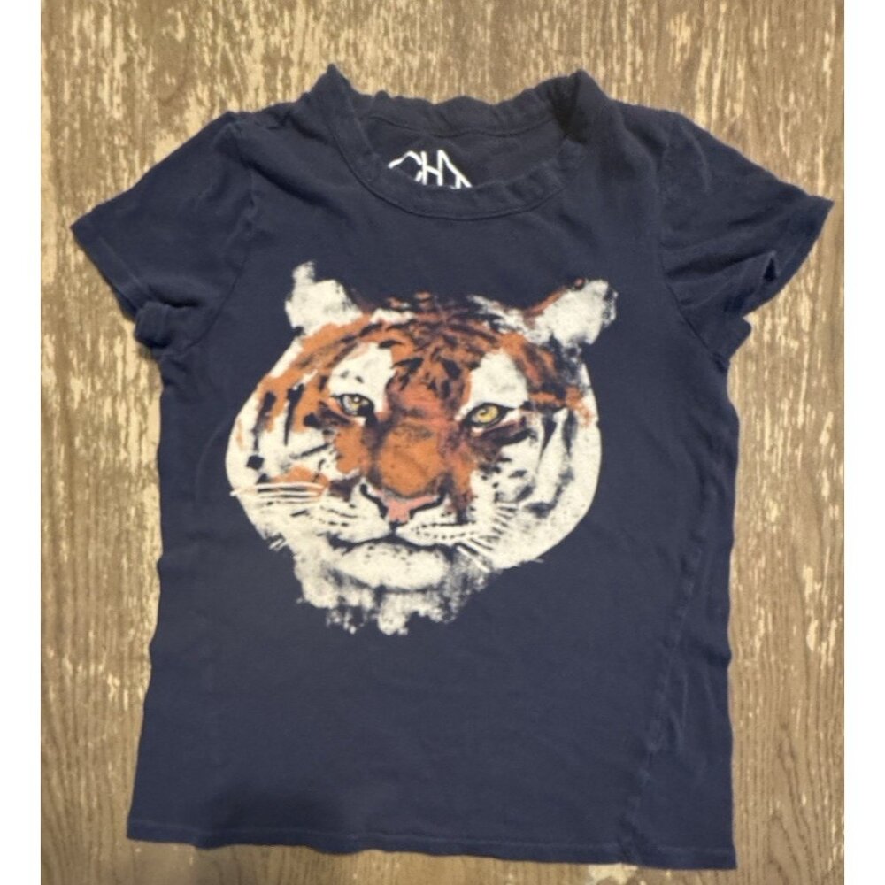 Chaser Medium Tiger Portrait Crewneck Navy 100% Cotton T shirt Tee - Picture 3 of 10